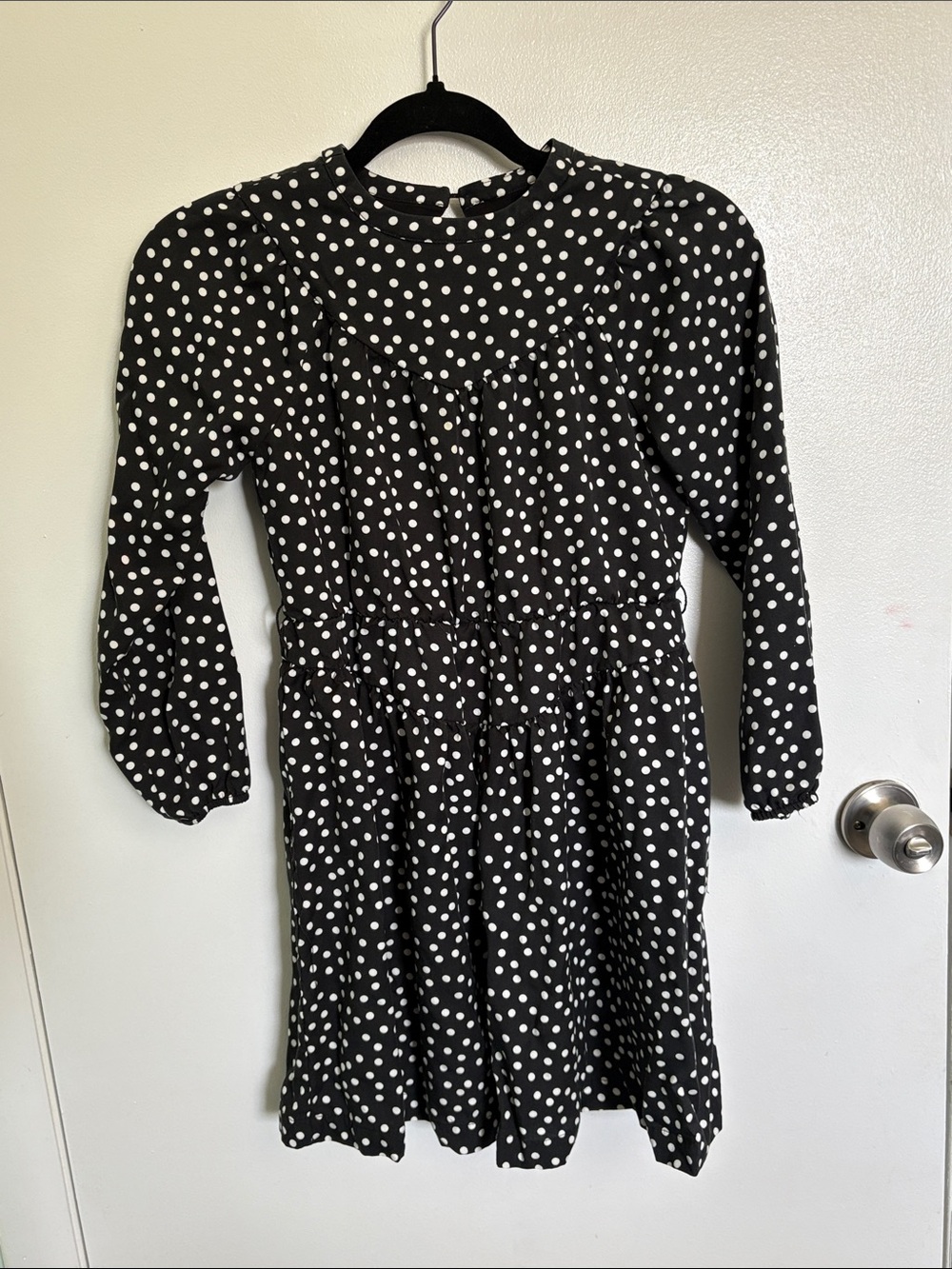 Zara Black & White Polka Dot Long Sleeve Dress